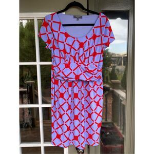 Camomilla Love Purple Red Geometric Italian Dress, Size 16, MSRP $125